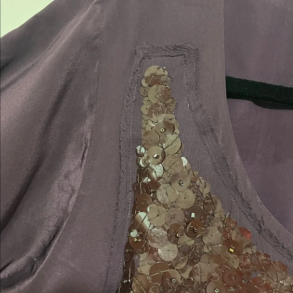 J. Crew Sequin Silk Purple Blouse Sz Large